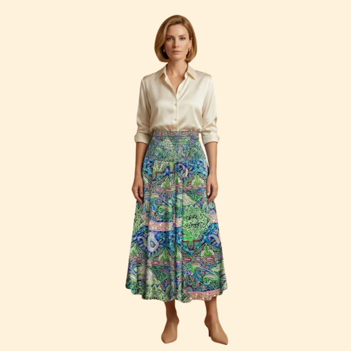Women’s Long Floral Skirt with High Waist