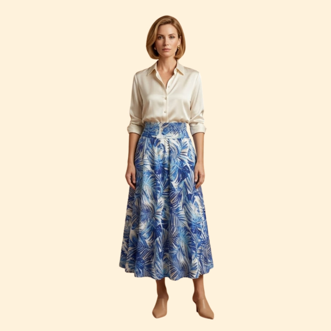 Women’s Long Floral Skirt with High Waist