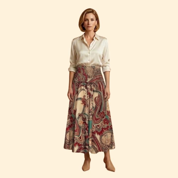 Women’s Long Floral Skirt with High Waist