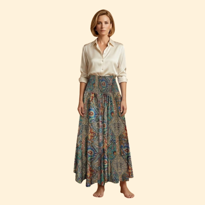 Women’s Long Floral Skirt with High Waist