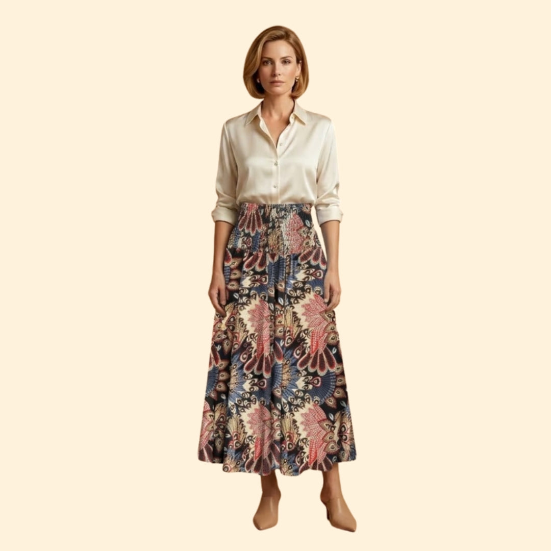 Women’s Long Floral Skirt with High Waist