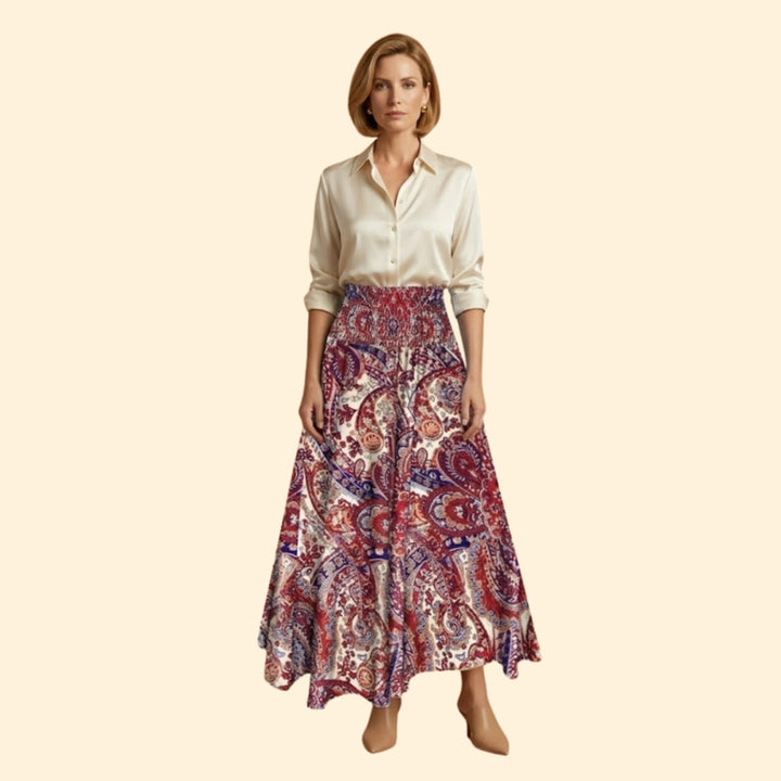 Women’s Long Floral Skirt with High Waist