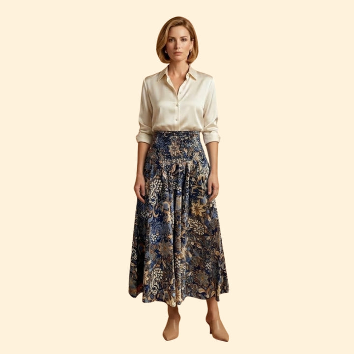 Women’s Long Floral Skirt with High Waist