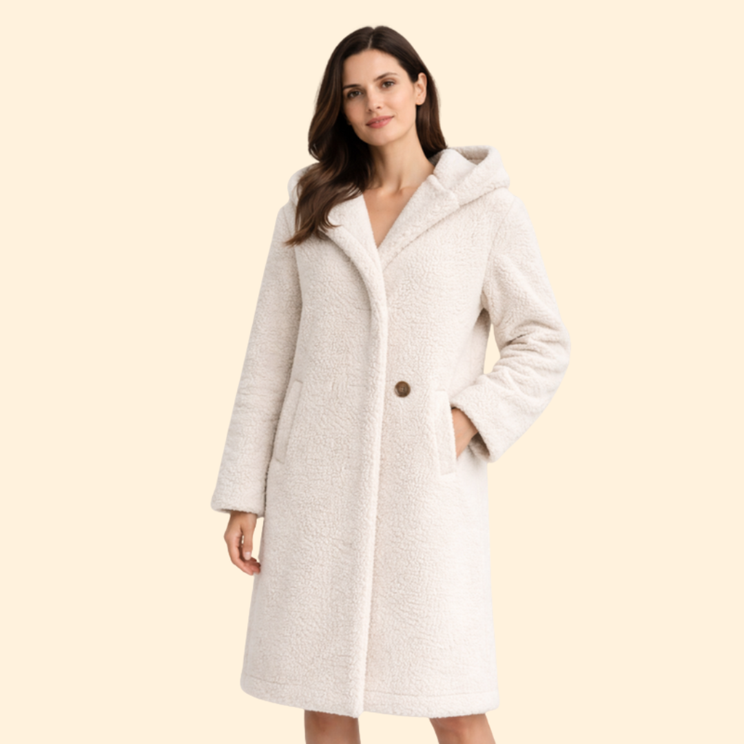 Women’s Long Hooded Coat with Front Button