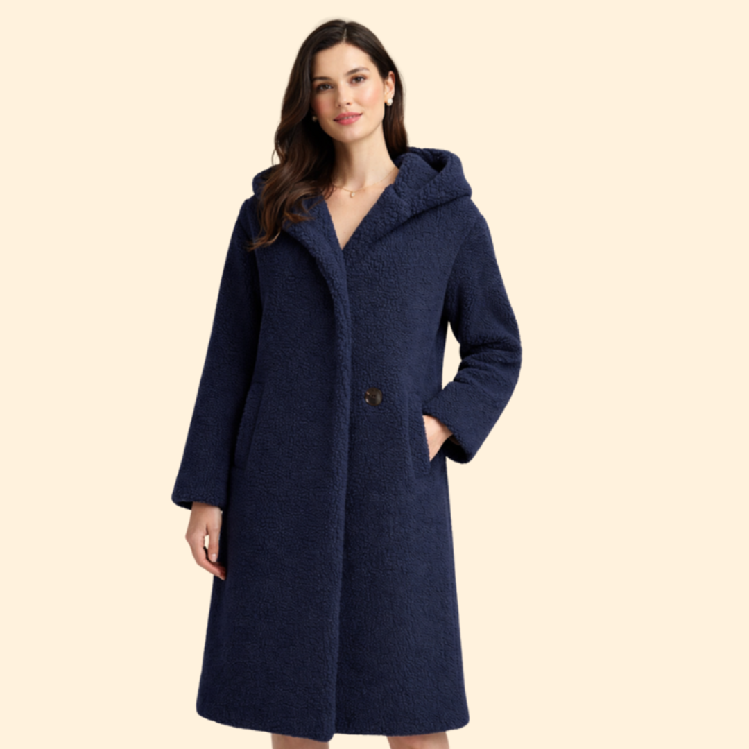 Women’s Long Hooded Coat with Front Button