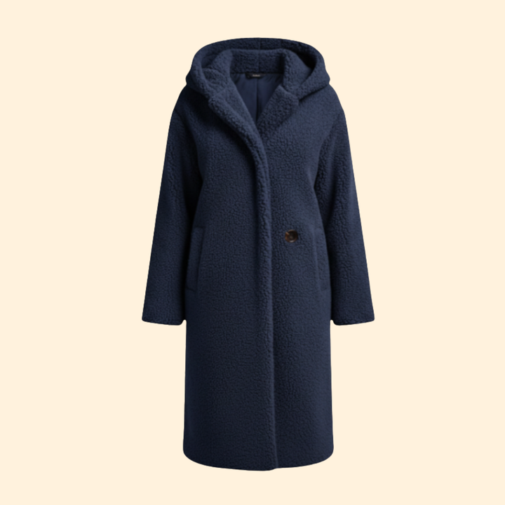 Women’s Long Hooded Coat with Front Button