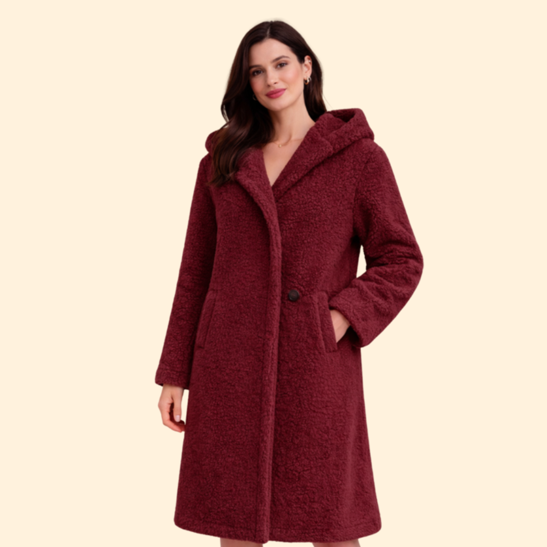 Women’s Long Hooded Coat with Front Button