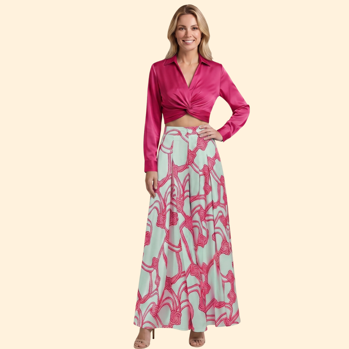 Women’s Long Skirt and Crop Top Set