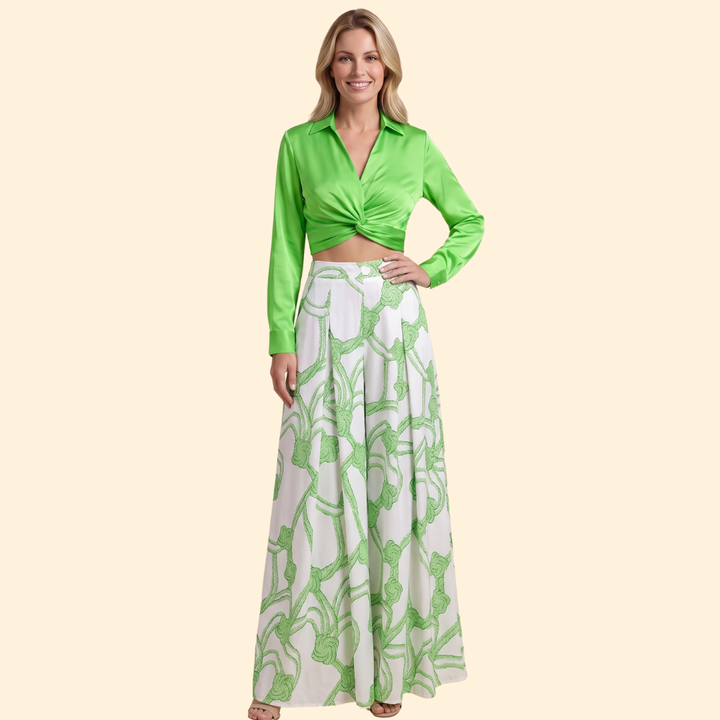 Women’s Long Skirt and Crop Top Set