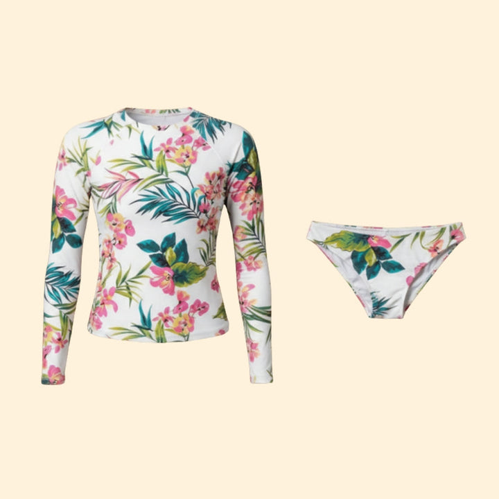 Women’s Long Sleeve Bikini Set with Floral Print