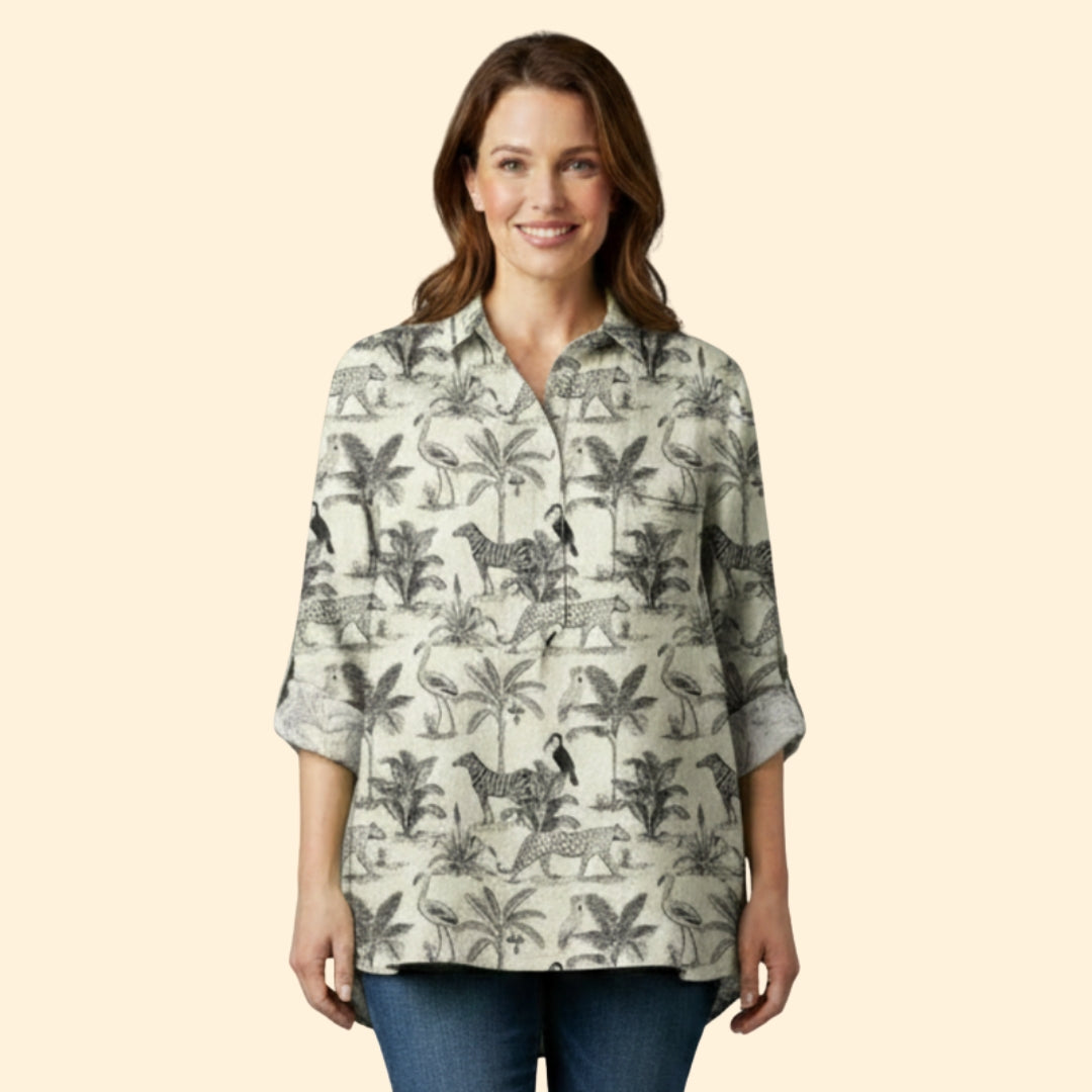 Women’s Long Sleeve Blouse with Floral Pattern
