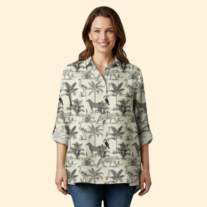 Women’s Long Sleeve Blouse with Floral Pattern