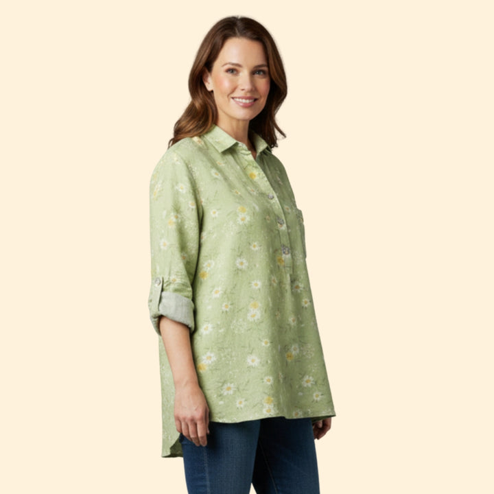 Women’s Long Sleeve Blouse with Floral Pattern