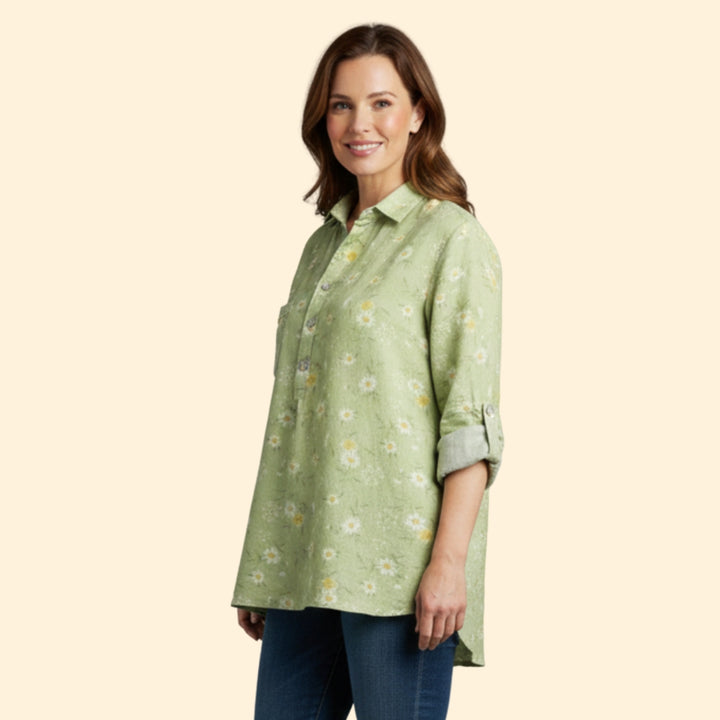 Women’s Long Sleeve Blouse with Floral Pattern