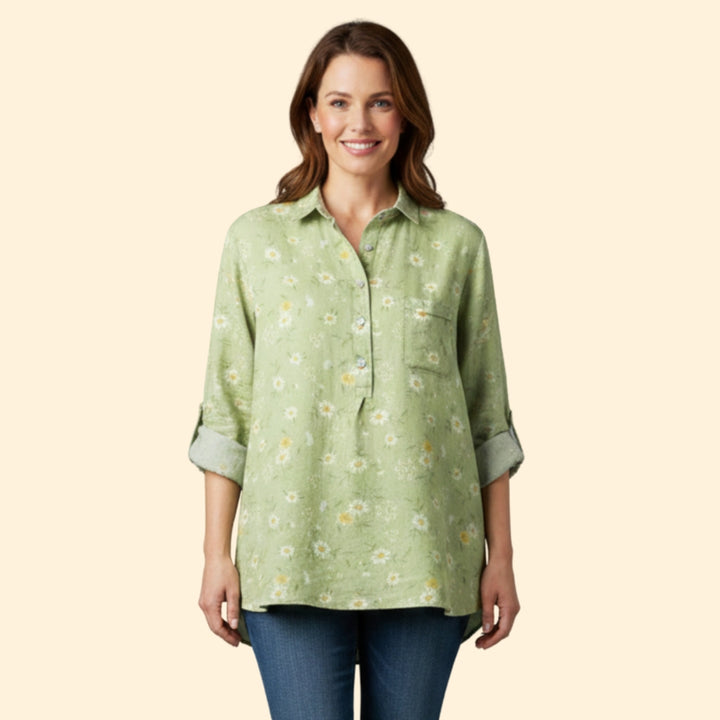 Women’s Long Sleeve Blouse with Floral Pattern