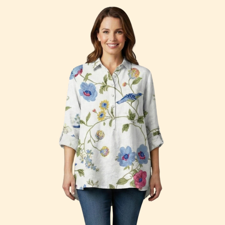 Women’s Long Sleeve Blouse with Floral Pattern