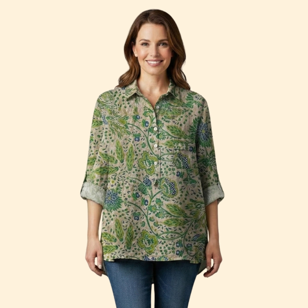 Women’s Long Sleeve Blouse with Floral Pattern