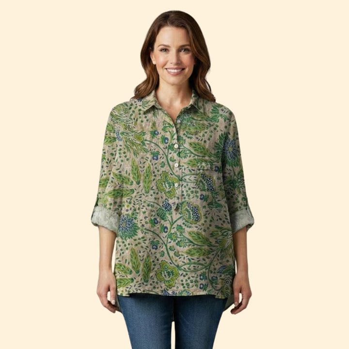 Women’s Long Sleeve Blouse with Floral Pattern