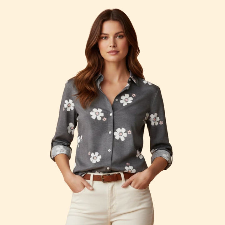 Women’s Long Sleeve Blouse with Floral Print