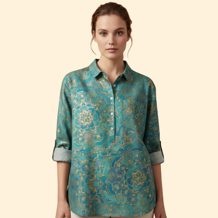 Women’s Long Sleeve Blouse with Floral Print