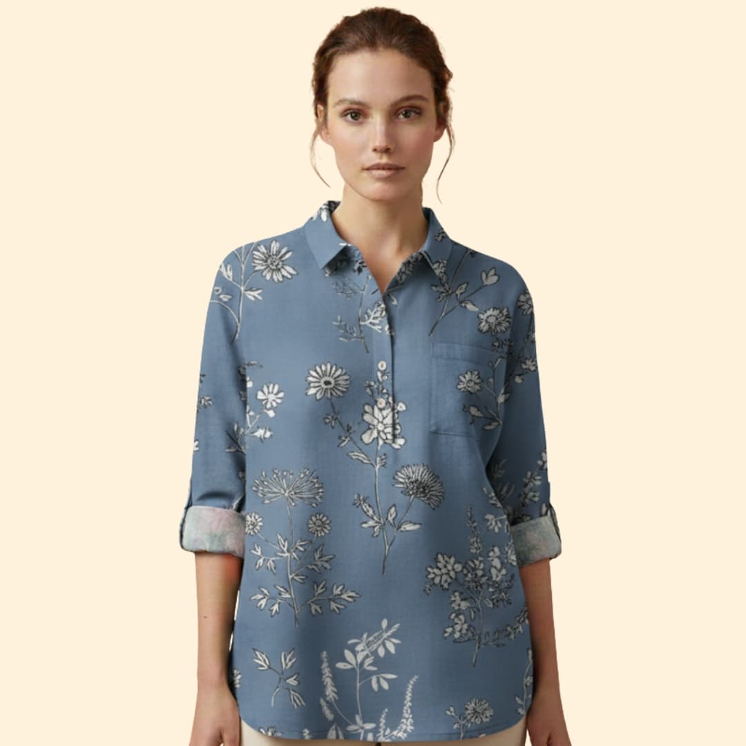 Women’s Long Sleeve Blouse with Floral Print