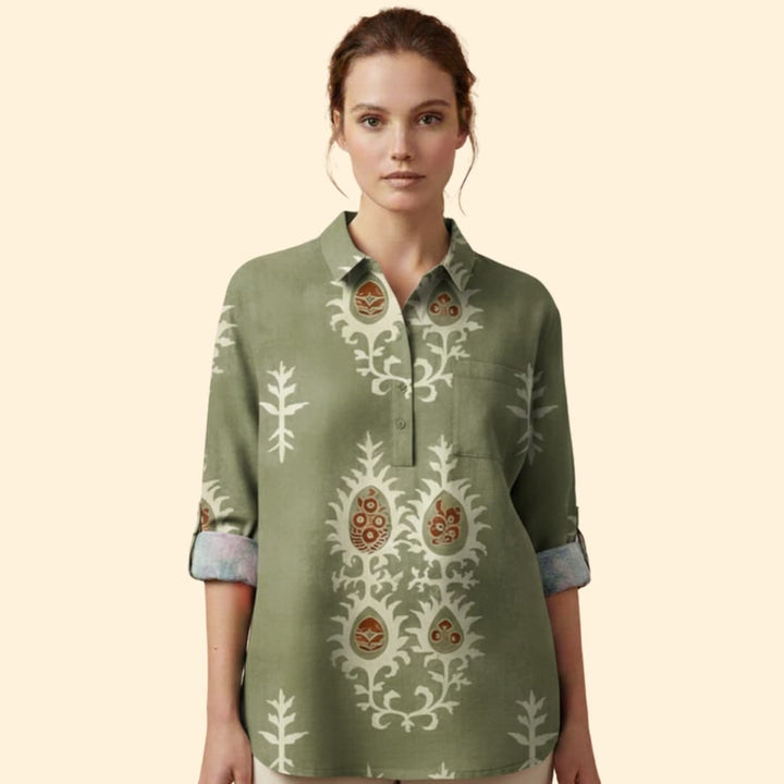 Women’s Long Sleeve Blouse with Floral Print