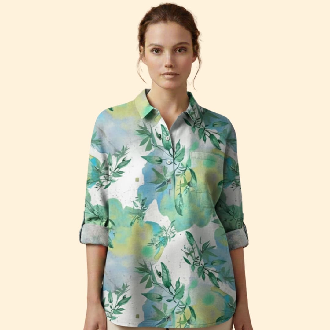 Women’s Long Sleeve Blouse with Floral Print