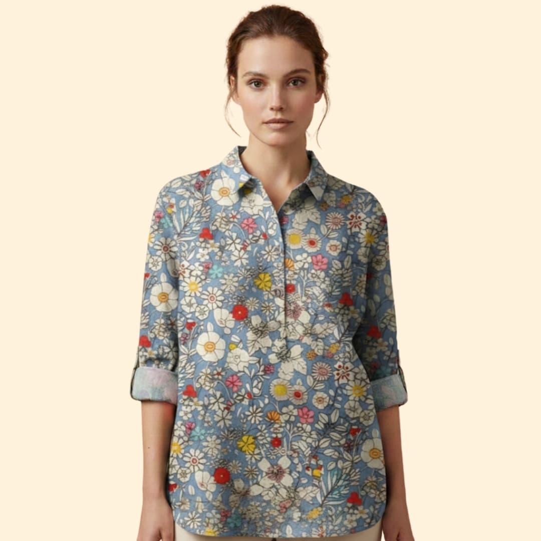 Women’s Long Sleeve Blouse with Floral Print