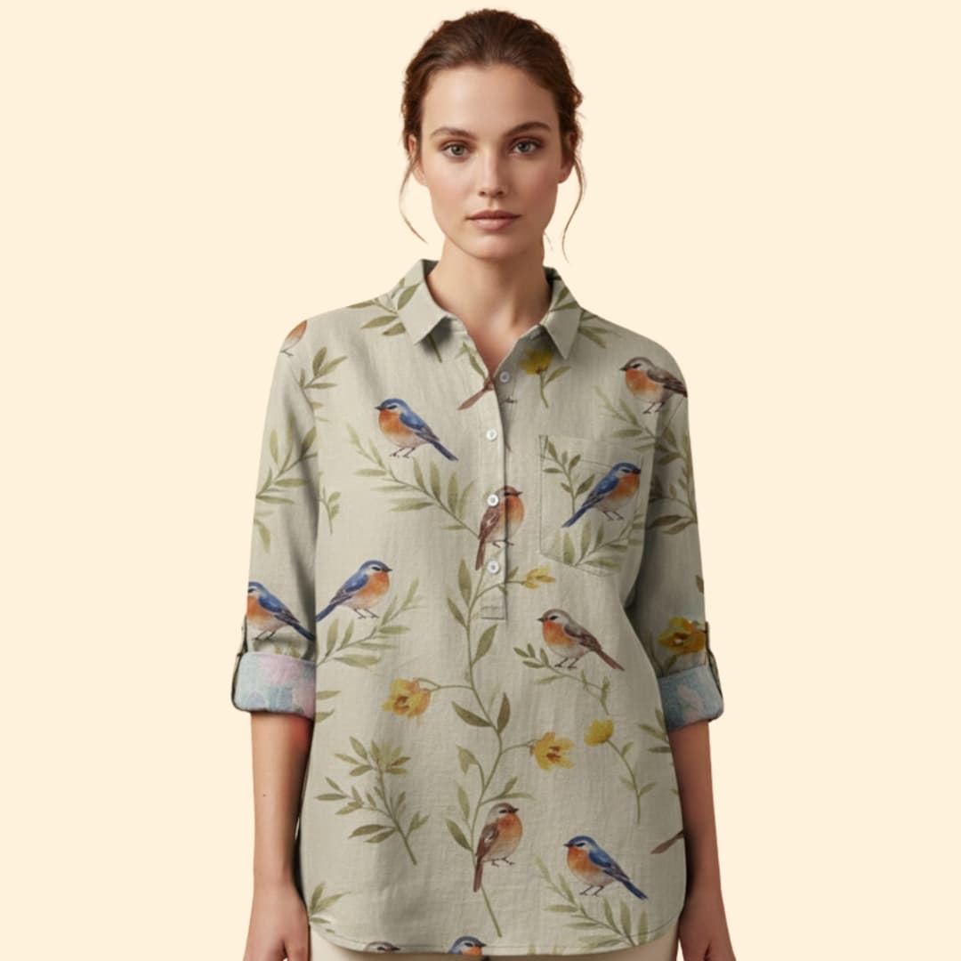 Women’s Long Sleeve Blouse with Floral Print