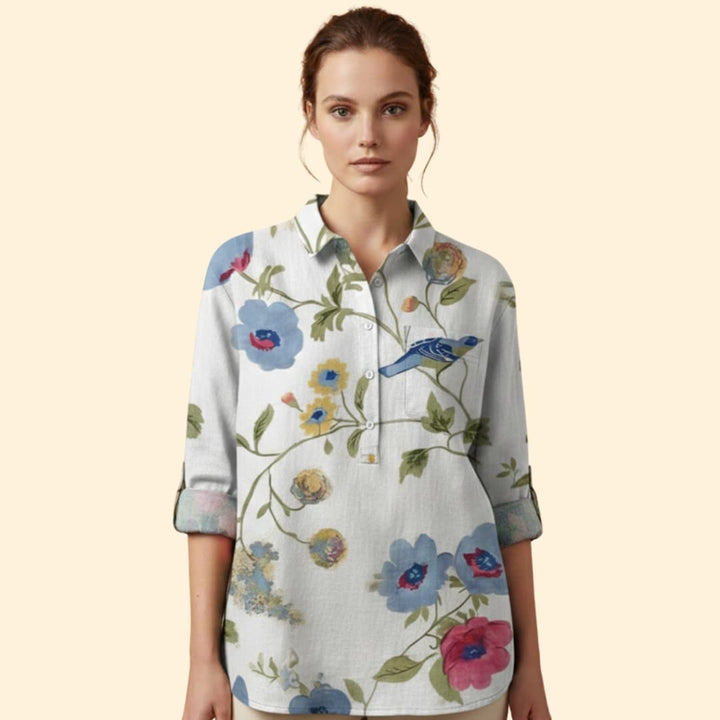 Women’s Long Sleeve Blouse with Floral Print