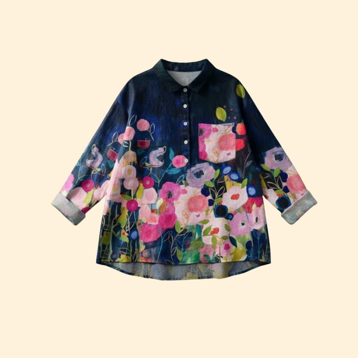 Women’s Long Sleeve Blouse with Floral Print