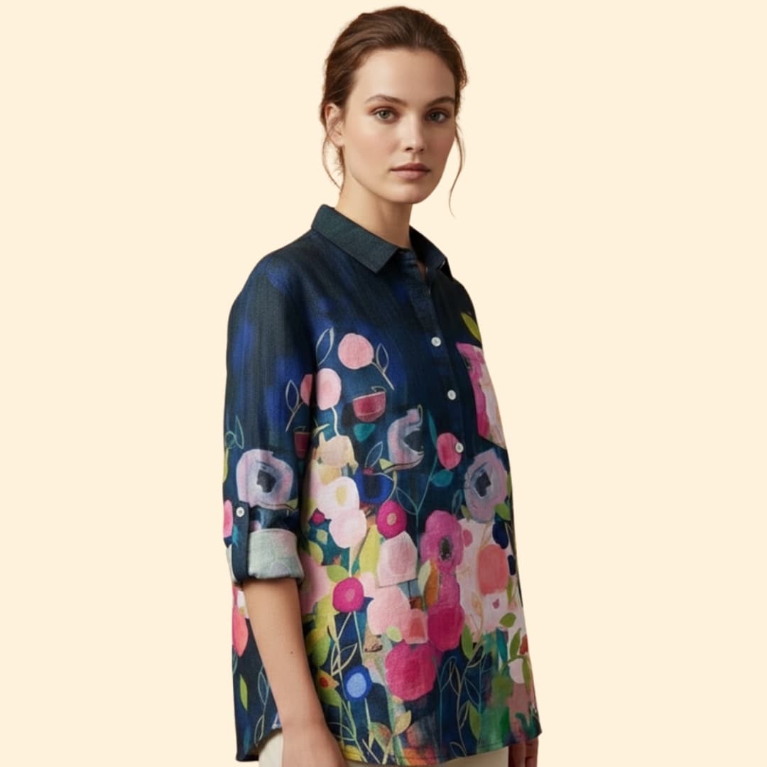 Women’s Long Sleeve Blouse with Floral Print