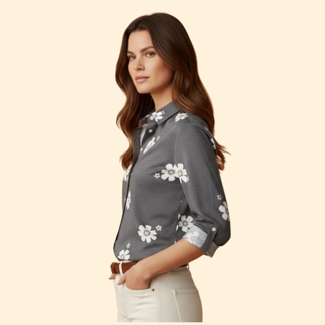Women’s Long Sleeve Blouse with Floral Print