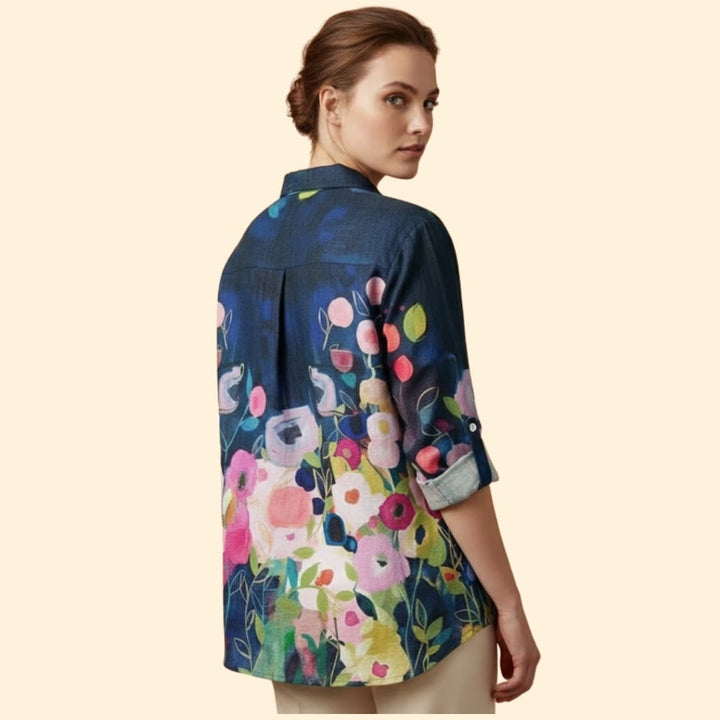 Women’s Long Sleeve Blouse with Floral Print