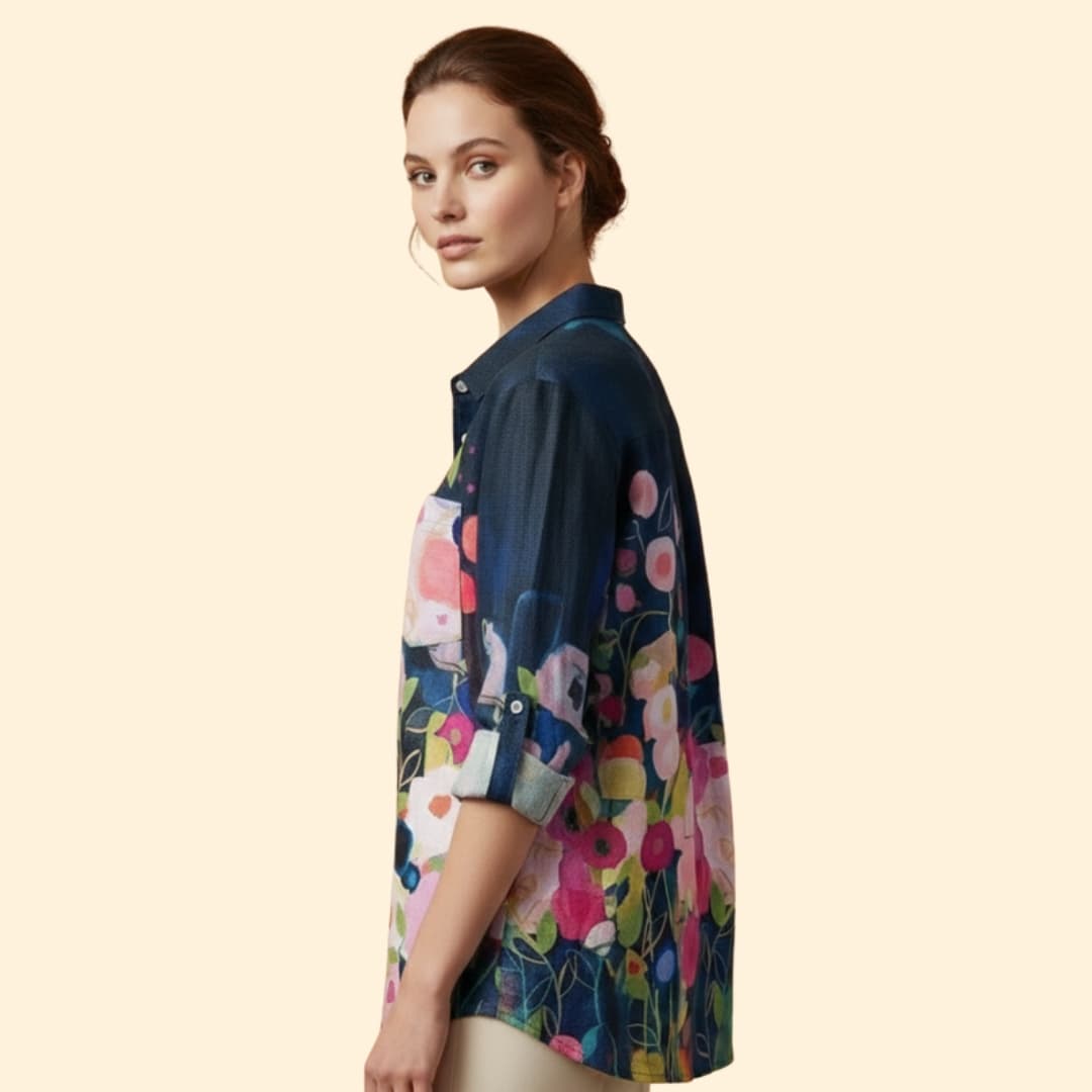 Women’s Long Sleeve Blouse with Floral Print