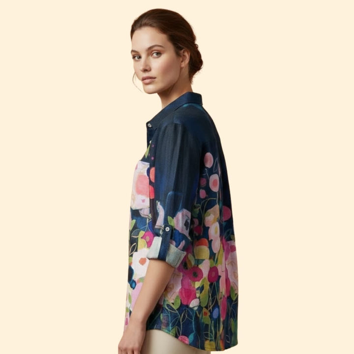 Women’s Long Sleeve Blouse with Floral Print