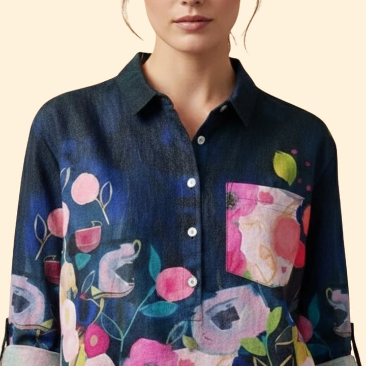Women’s Long Sleeve Blouse with Floral Print