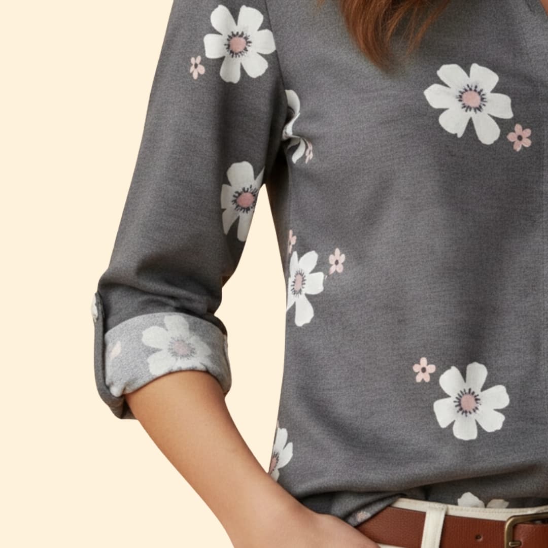 Women’s Long Sleeve Blouse with Floral Print