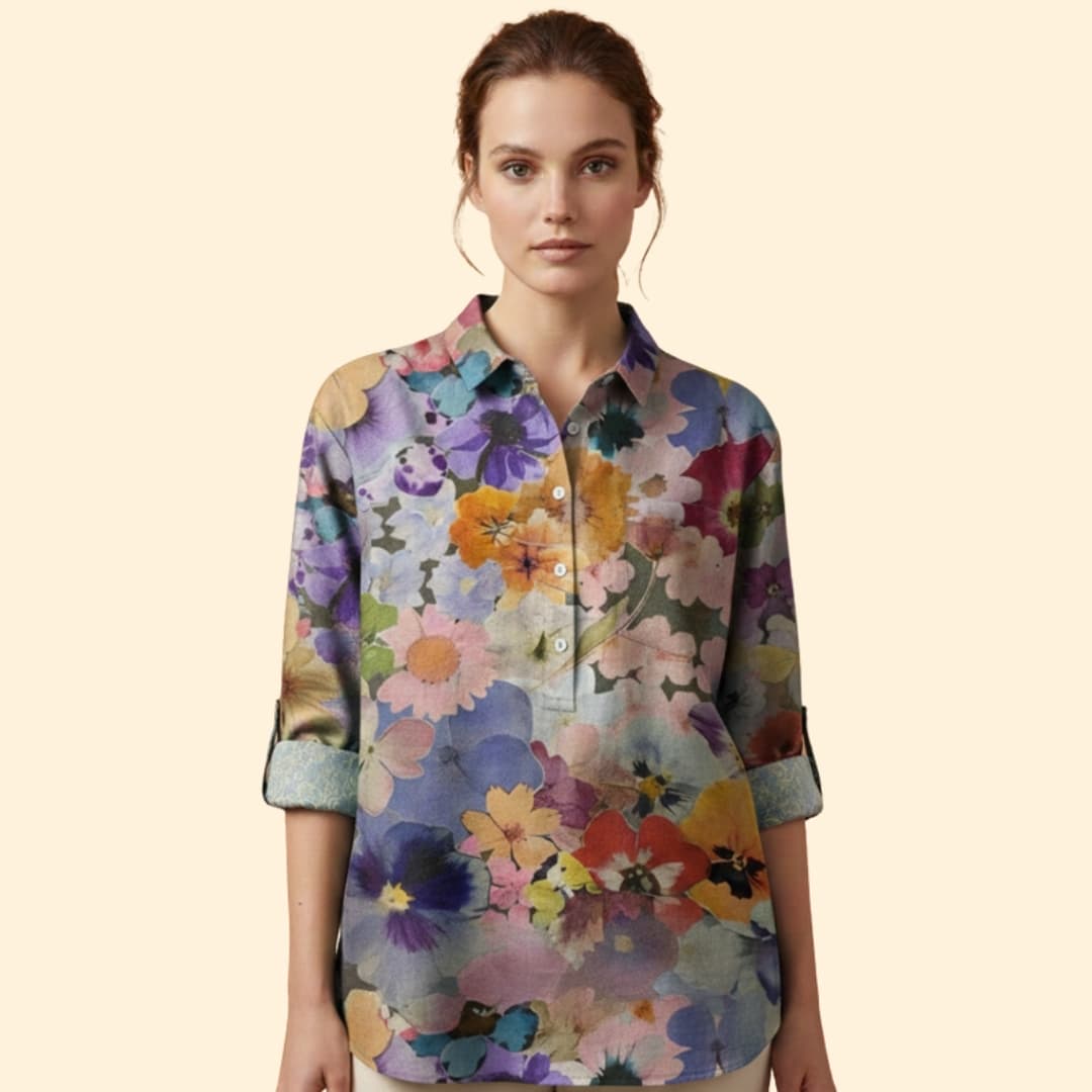 Women’s Long Sleeve Blouse with Floral Print
