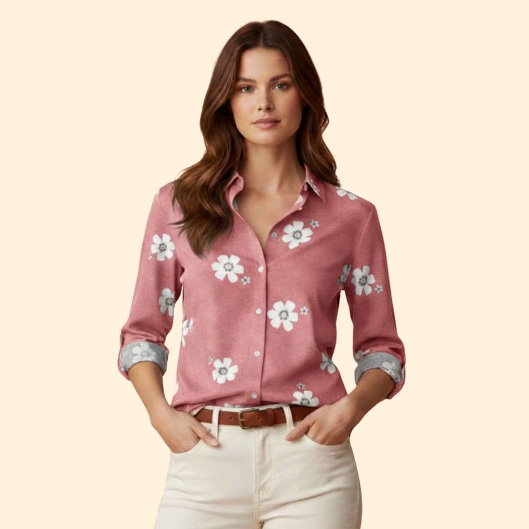 Women’s Long Sleeve Blouse with Floral Print