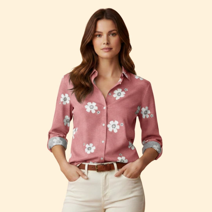 Women’s Long Sleeve Blouse with Floral Print