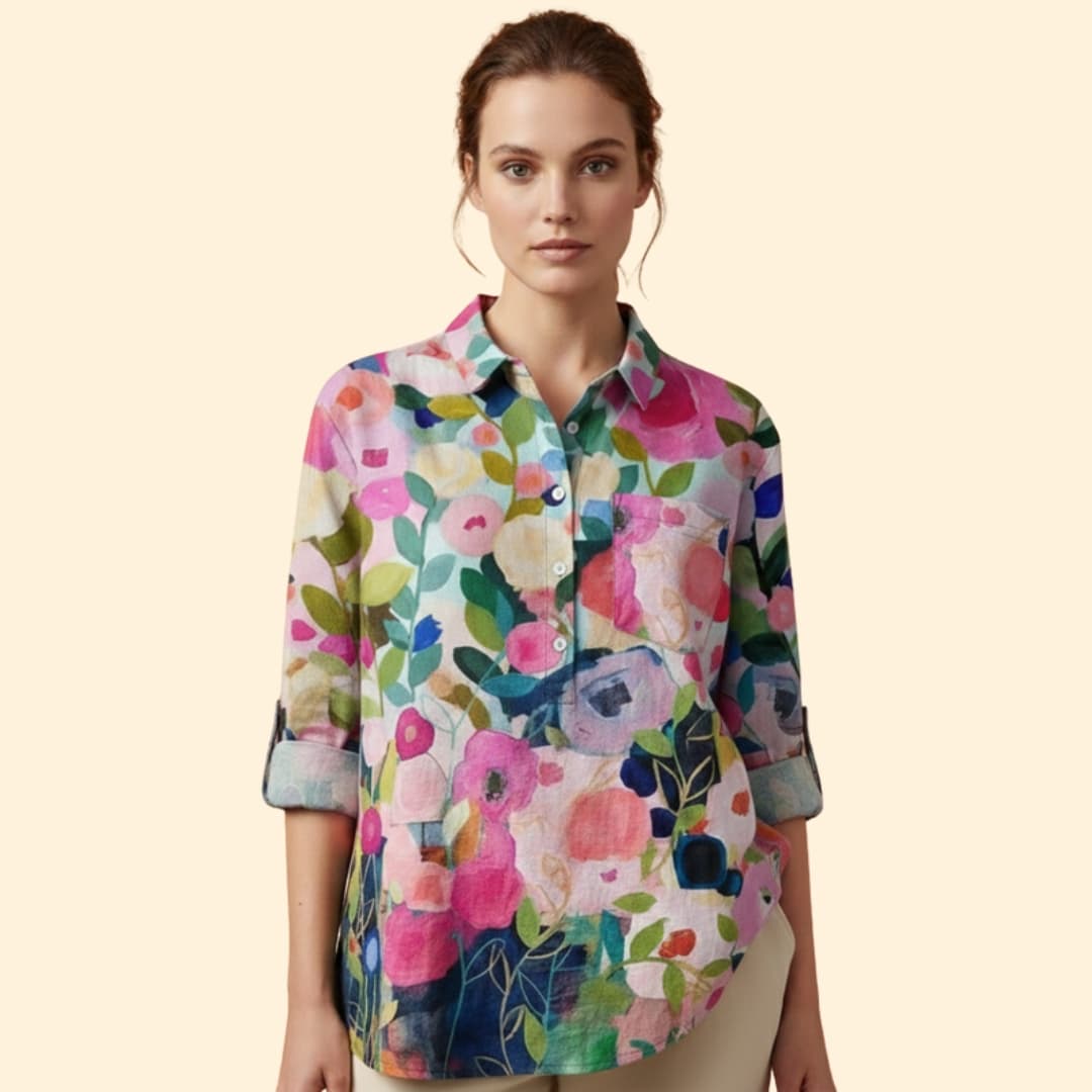 Women’s Long Sleeve Blouse with Floral Print