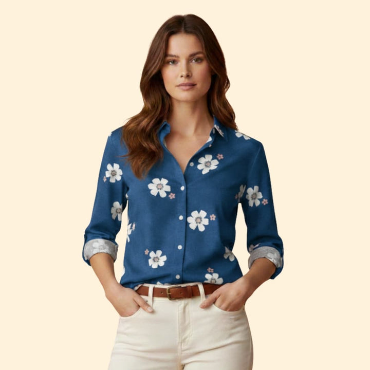 Women’s Long Sleeve Blouse with Floral Print