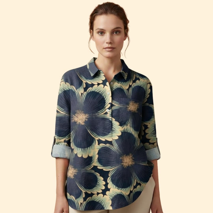 Women’s Long Sleeve Blouse with Floral Print
