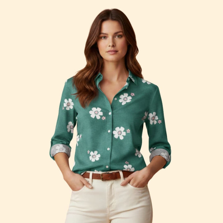 Women’s Long Sleeve Blouse with Floral Print
