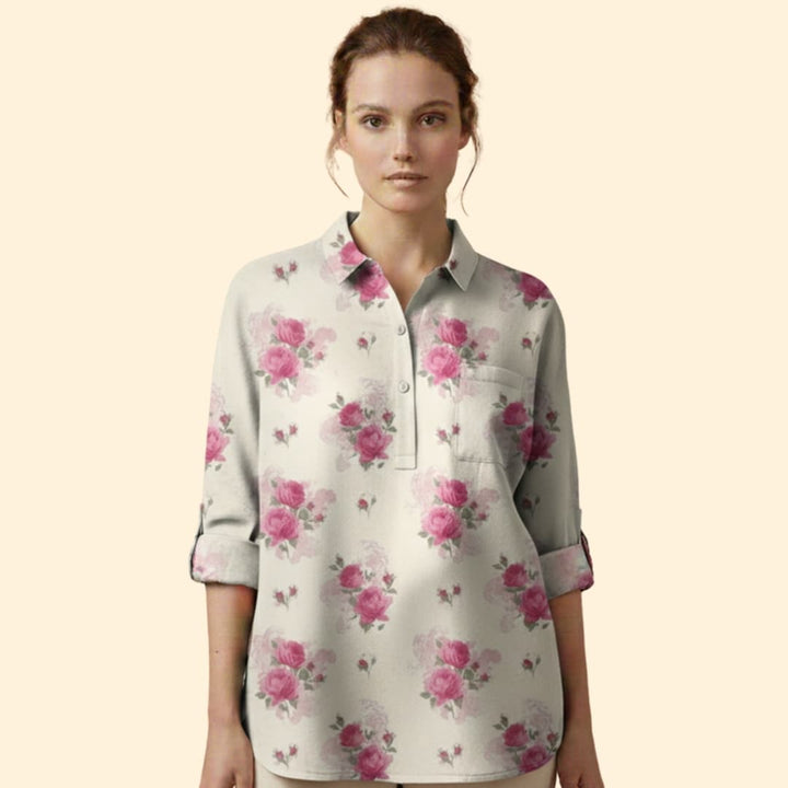 Women’s Long Sleeve Blouse with Floral Print