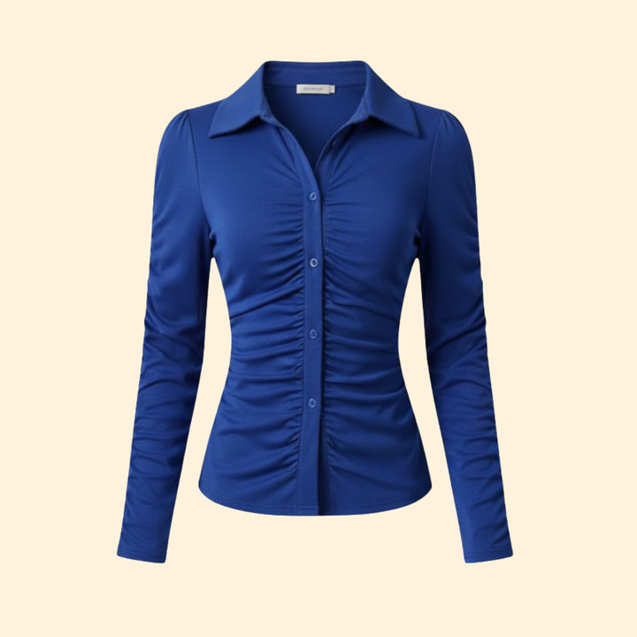 Women’s Long Sleeve Blouse with Pleated Design