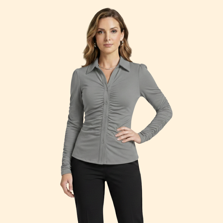 Women’s Long Sleeve Blouse with Pleated Design