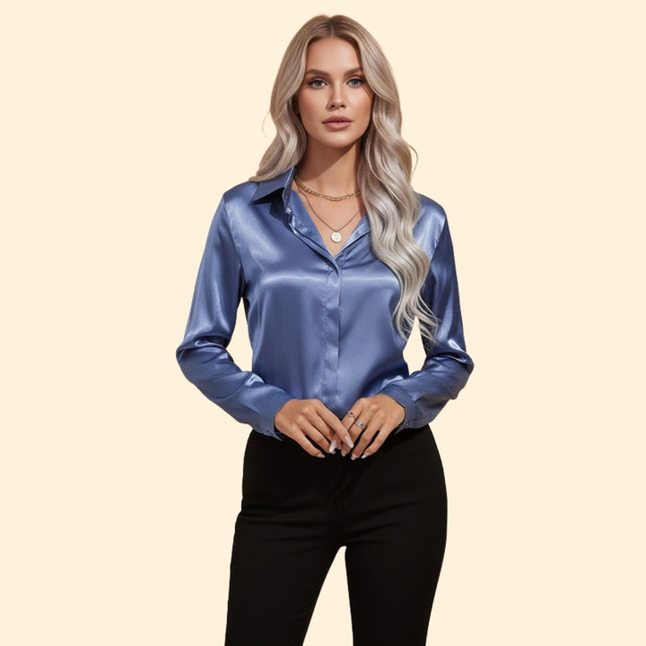 Women’s Long Sleeve Blouse with V-Neck