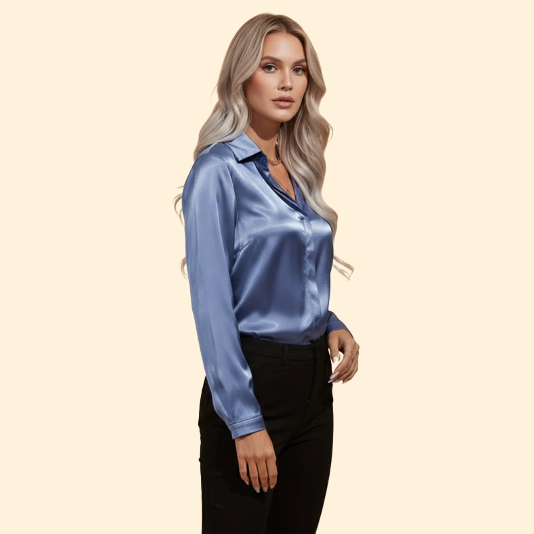 Women’s Long Sleeve Blouse with V-Neck